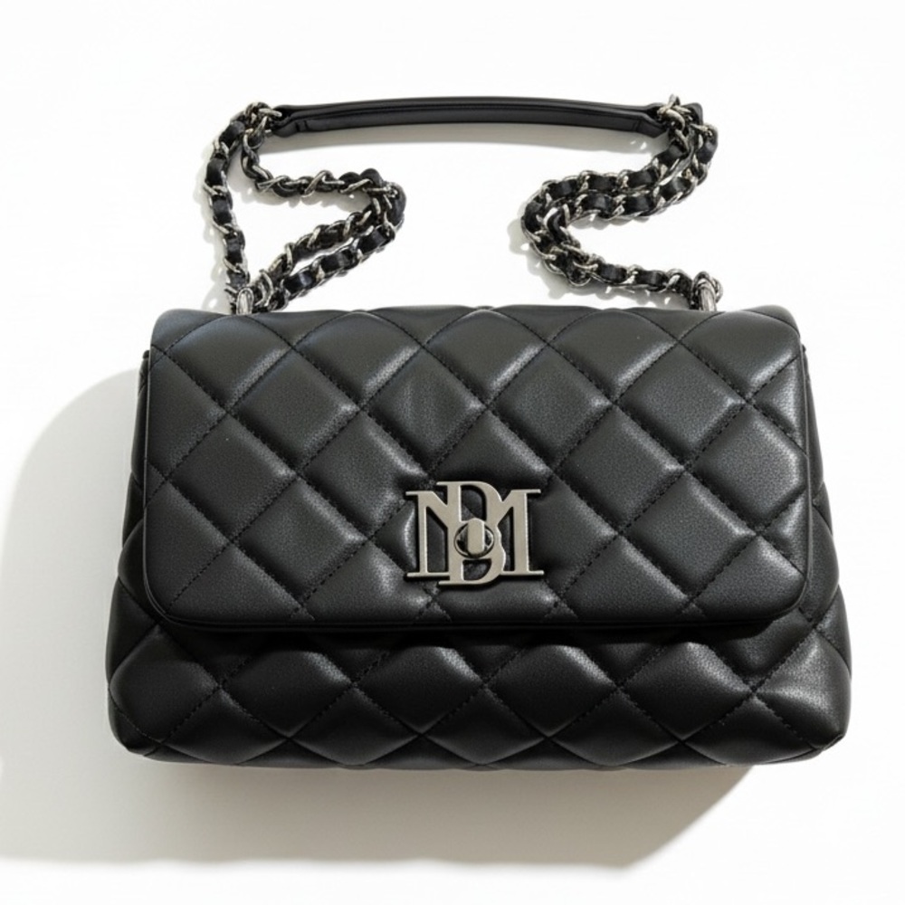 Badgley Mischka Black Quilted Crossbody Bag with Gunmetal Hardware. NWT - Picture 3 of 8